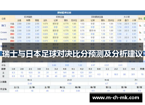 瑞士与日本足球对决比分预测及分析建议